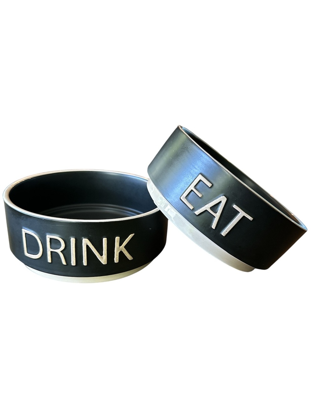 Top Paw Black and Silver EAT & DRINK Dog Bowls Set